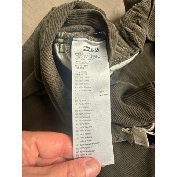 Billabong women's shipwrecked green‎ corduroy Romper 10 - Picture 10 of 12